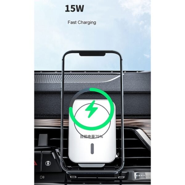 adj-987 15W Magsafe Magnetic Car Air Outlet Wireless Charger for iPhone 12 Series, with LED Indicator - Image 4