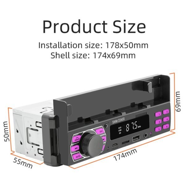 SWM D3400 Car Bluetooth MP3 Player Support Smart Voice Assistant / FM - Image 3