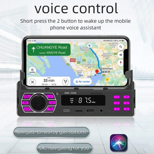 SWM D3400 Car Bluetooth MP3 Player Support Smart Voice Assistant / FM - Image 7