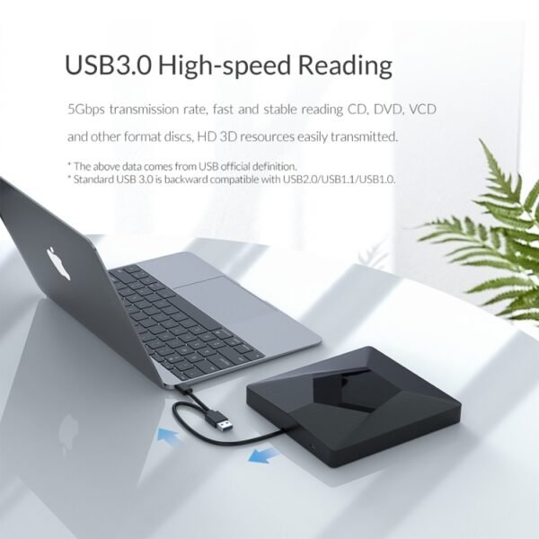 ORICO DVD-XD007 Portable USB 3.0 Interface External CD DVD Optical Drive CD/DVD-RW Recorder - Image 9