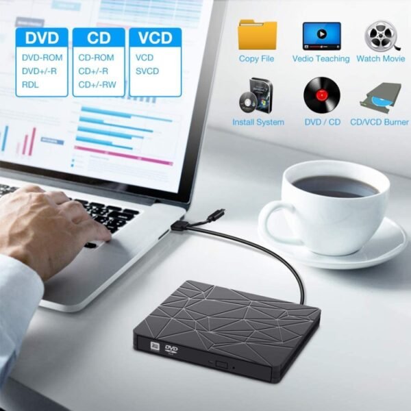 USB 3.0 Type-C DVD Drive Driverless High Speed Read Write Recorder CD Burner External DVD-RW Player - Image 3