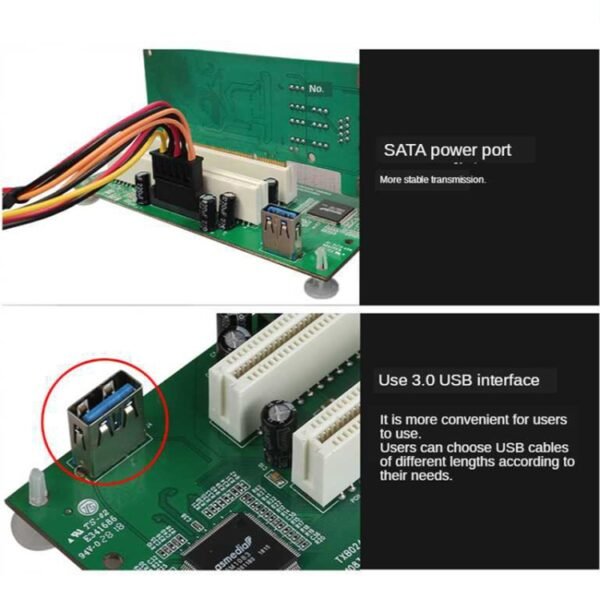 PCIe to Dual PCI Slot Adapter Card USB 3.0 Expansion Card - Image 5