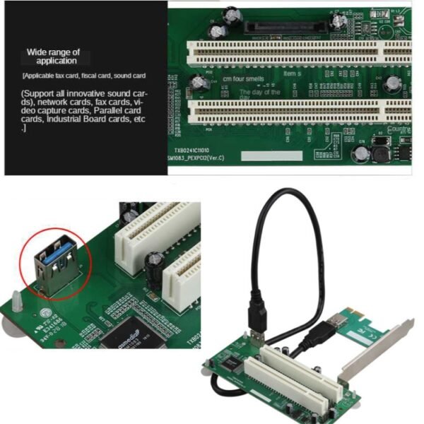 PCIe to Dual PCI Slot Adapter Card USB 3.0 Expansion Card - Image 6