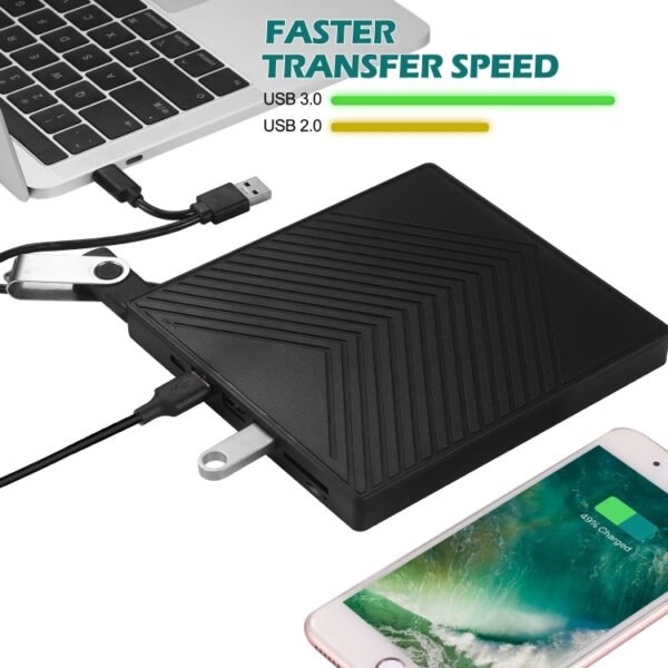 6-in-1 CD and DVD Recorder External USB 3.0 Optical Drive - Image 5