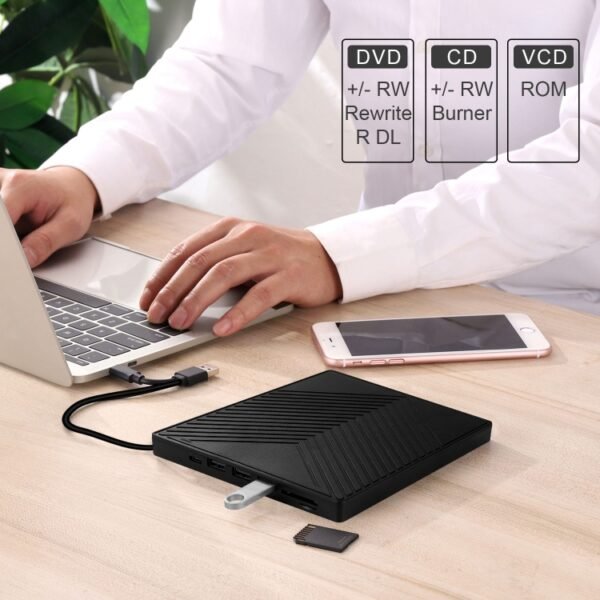 6-in-1 CD and DVD Recorder External USB 3.0 Optical Drive - Image 6