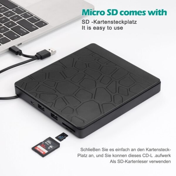 Multi-Functional External DVD Drive USB3.0 CD DVD +/-RW Burner with SD Slot - Image 5