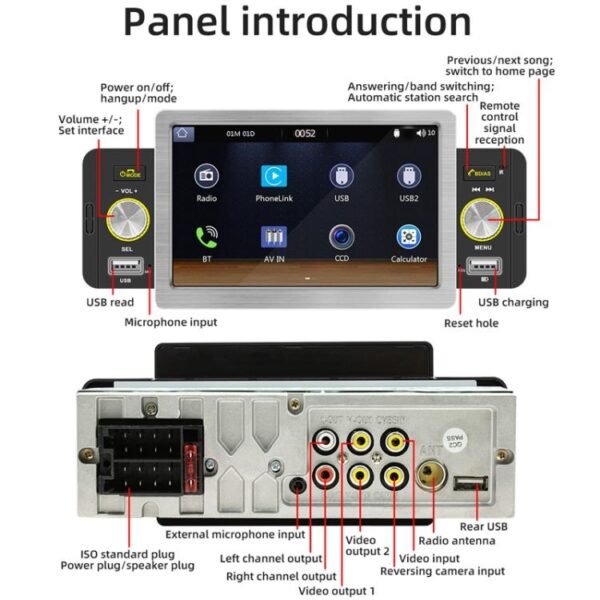 5 inch Bluetooth AUX Mobile Phone Interconnection USB Interface Car MP5 - Image 4