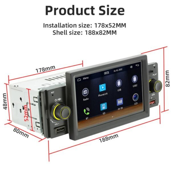 5 inch Bluetooth AUX Mobile Phone Interconnection USB Interface Car MP5 - Image 3