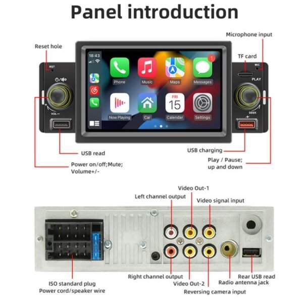 5 inch Bluetooth AUX Mobile Phone Interconnection USB Interface Car MP5 - Image 4