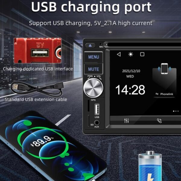 6.2 inch Bluetooth AUX Mobile Phone Interconnection USB Interface Car DVD - Image 11