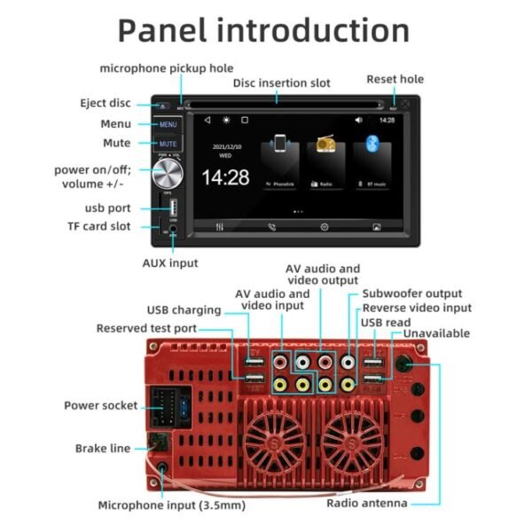 6.2 inch Bluetooth AUX Mobile Phone Interconnection USB Interface Car DVD - Image 4