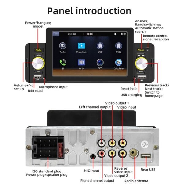 M160W 5 inch Car Wireless MP5 Player Support Phone Mirror Link / Steering Wheel Control - Image 3