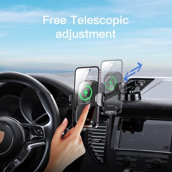 Yesido C197 15W 2 in 1 Suction Cup Type Wireless Charging Car Holder Set, C197 - Image 6