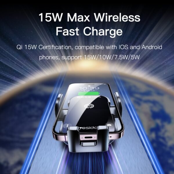 Yesido C197 15W 2 in 1 Suction Cup Type Wireless Charging Car Holder Set, C197 - Image 7
