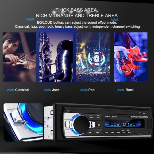 JSD-520 Car Stereo Radio MP3 Audio Player Support Bluetooth Hand-free Calling / FM / USB / SD, EU Plug Version - Image 11