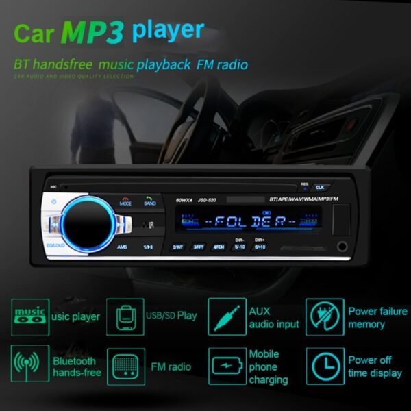 JSD-520 Car Stereo Radio MP3 Audio Player Support Bluetooth Hand-free Calling / FM / USB / SD, EU Plug Version - Image 10