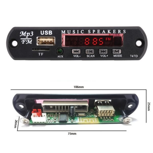Car 12V Audio MP3 Player Decoder Board FM Radio TF USB 3.5 mm AUX, without Bluetooth and Recording - Image 2