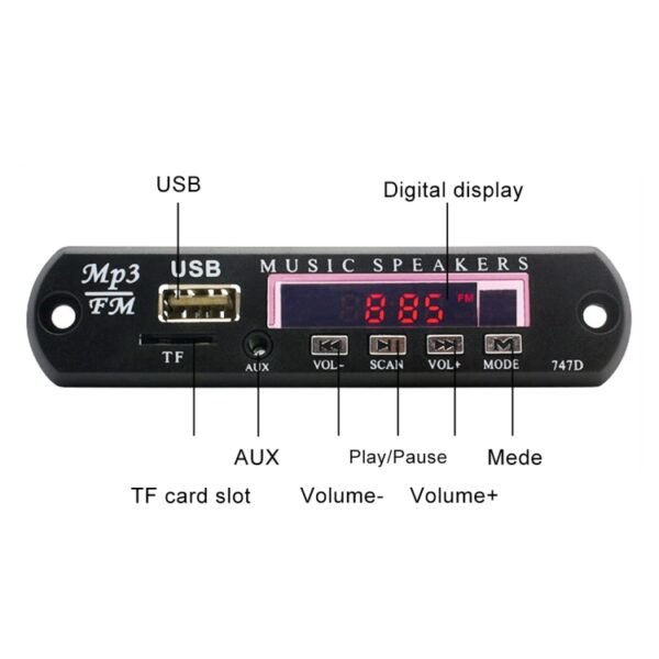 Car 12V Audio MP3 Player Decoder Board FM Radio TF USB 3.5 mm AUX, without Bluetooth and Recording - Image 3