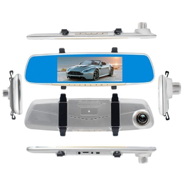 V100 7 inch LCD Touch Screen Rear View Mirror Car Recorder with Separate Camera, 170 Degree Wide Angle Viewing, Support Night Vision / Loop Video / Motion Detection / G-Sensor / TF Card - Image 2