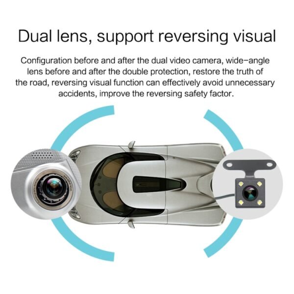 V100 7 inch LCD Touch Screen Rear View Mirror Car Recorder with Separate Camera, 170 Degree Wide Angle Viewing, Support Night Vision / Loop Video / Motion Detection / G-Sensor / TF Card - Image 12
