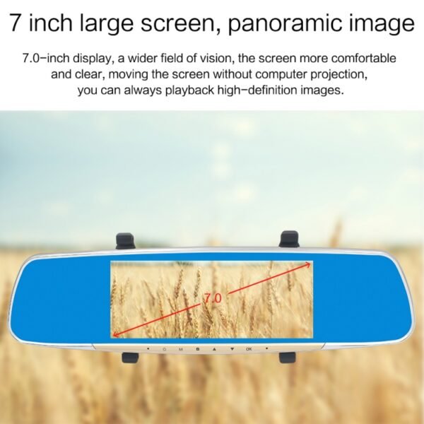 V100 7 inch LCD Touch Screen Rear View Mirror Car Recorder with Separate Camera, 170 Degree Wide Angle Viewing, Support Night Vision / Loop Video / Motion Detection / G-Sensor / TF Card - Image 14
