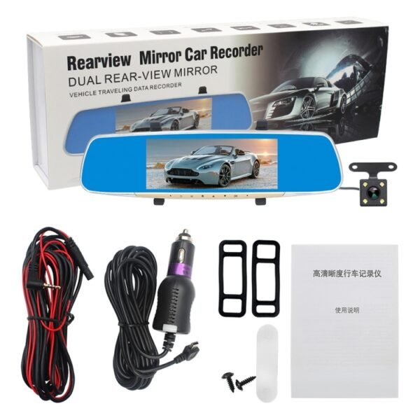 V100 7 inch LCD Touch Screen Rear View Mirror Car Recorder with Separate Camera, 170 Degree Wide Angle Viewing, Support Night Vision / Loop Video / Motion Detection / G-Sensor / TF Card - Image 4
