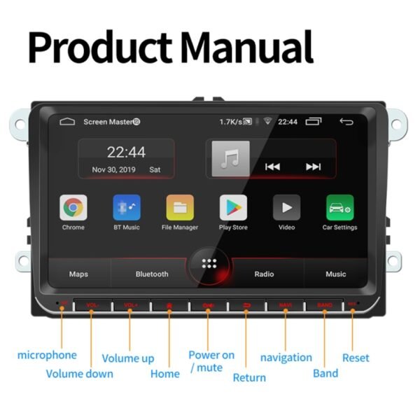 9093 HD 9 inch Car Android 8.1 Radio Receiver MP5 Player for Volkswagen, Support FM & Bluetooth & TF Card & GPS & WiFi with Decoding - Image 2