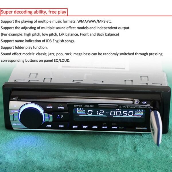 JSD-520 Car Stereo Radio MP3 Audio Player Support Bluetooth Hand-free Calling / FM / USB / SD, Ordinary Version - Image 8