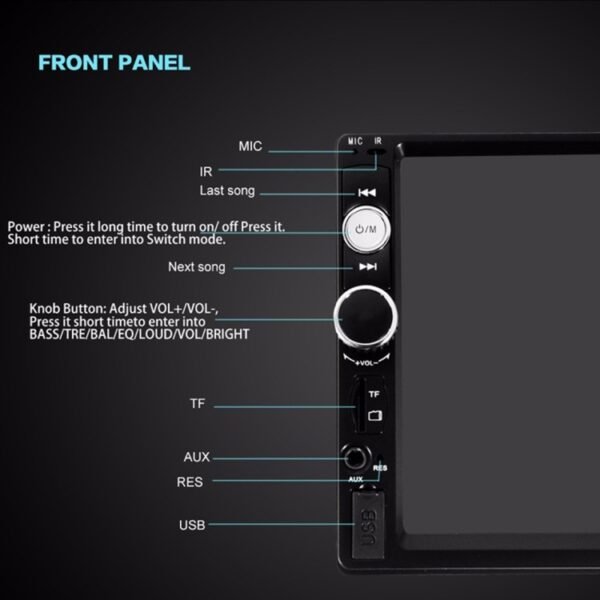 7010B HD 2 Din 7 inch Car Bluetooth Radio Receiver MP5 Player, Support FM & USB & TF Card - Image 5