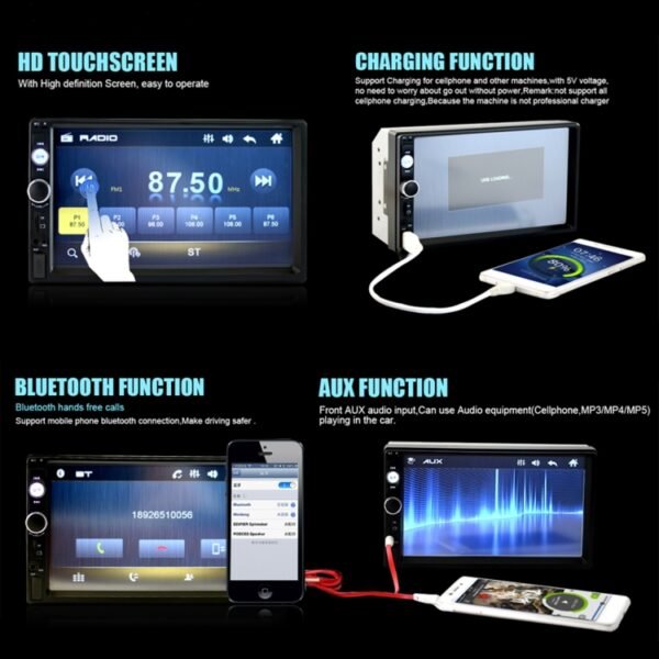 7010B HD 2 Din 7 inch Car Bluetooth Radio Receiver MP5 Player, Support FM & USB & TF Card - Image 8