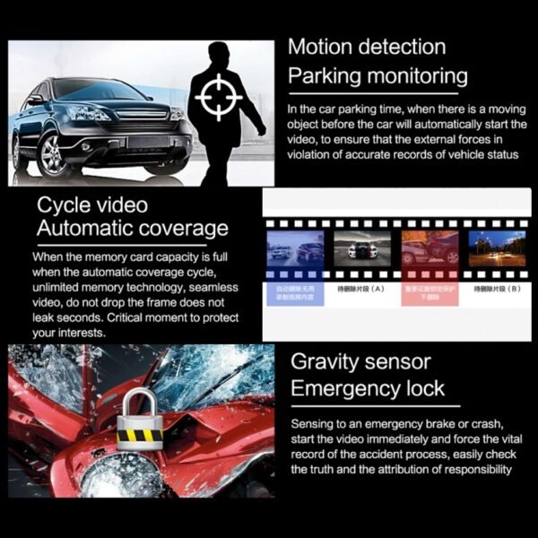 G705 5 inch LCD Touch Screen Rear View Mirror Car Recorder with Separate Camera, 170 Degree Wide Angle Viewing, Support Loop Video / Motion Detection / G-Sensor / TF Card - Image 12