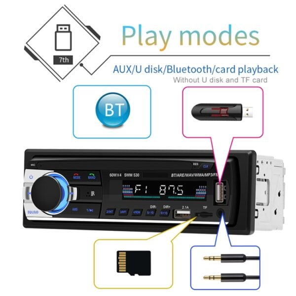 SWM-530 12V Universal Car Dual USB Charger Radio Receiver MP3 Player, Support FM & Bluetooth with Remote Control - Image 14