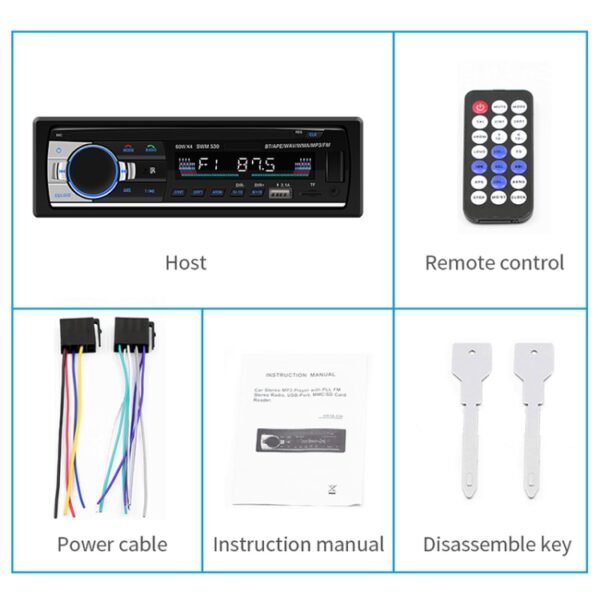 SWM-530 12V Universal Car Dual USB Charger Radio Receiver MP3 Player, Support FM & Bluetooth with Remote Control - Image 5