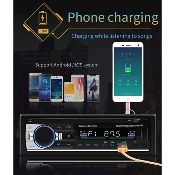 SWM-530 12V Universal Car Dual USB Charger Radio Receiver MP3 Player, Support FM & Bluetooth with Remote Control - Image 9