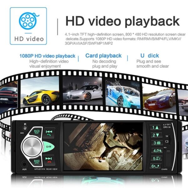 SWM-4022D HD 4.1 inch 12V Universal Car Radio Receiver MP5 Player, Support FM & Bluetooth & TF Card with Remote Control - Image 13