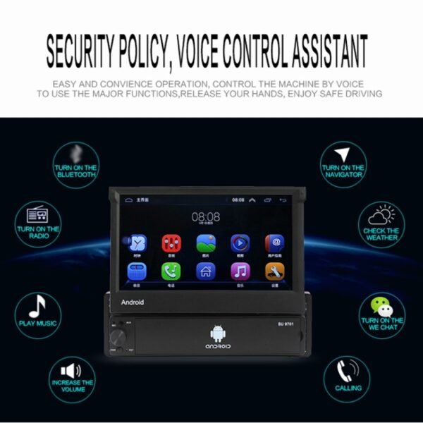 SU 9701 1GB+32GB 7 inch HD Foldable Universal Car Android Radio Receiver MP5 Player, Support FM & Bluetooth & TF Card & GPS & Phone Link & WiFi - Image 14