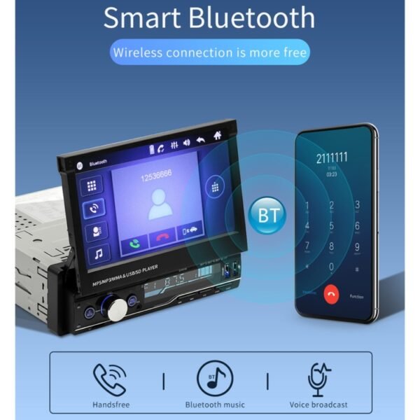 T100 7 inch HD Universal Car Radio Receiver MP5 Player, Support FM & AM & RDS & Bluetooth & Phone Link with Remote Control - Image 12