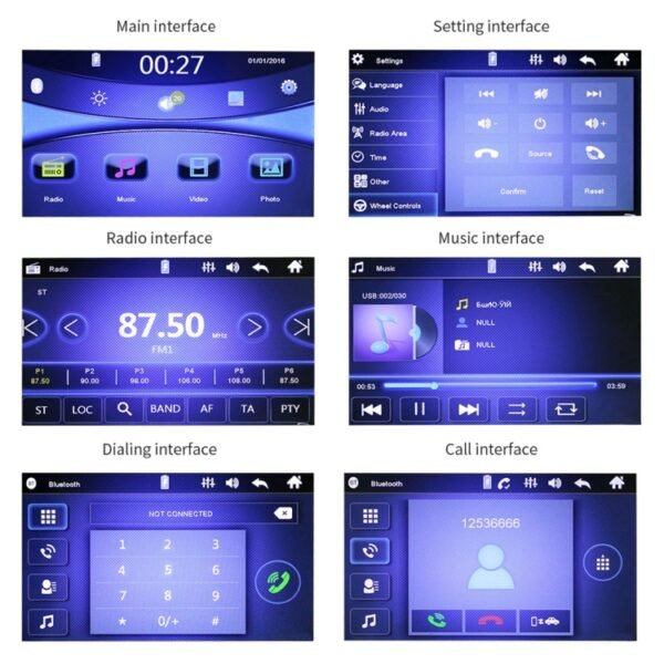 T100 7 inch HD Universal Car Radio Receiver MP5 Player, Support FM & AM & RDS & Bluetooth & Phone Link with Remote Control - Image 18