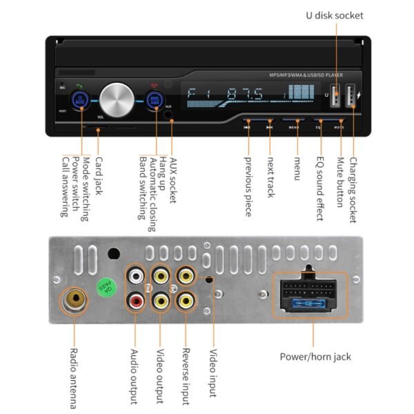 T100 7 inch HD Universal Car Radio Receiver MP5 Player, Support FM & AM & RDS & Bluetooth & Phone Link with Remote Control - Image 4