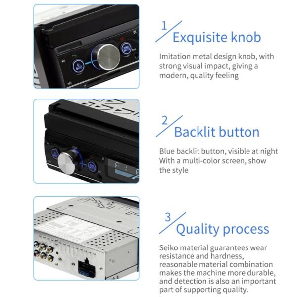 T100 7 inch HD Universal Car Radio Receiver MP5 Player, Support FM & AM & RDS & Bluetooth & Phone Link with Remote Control - Image 5
