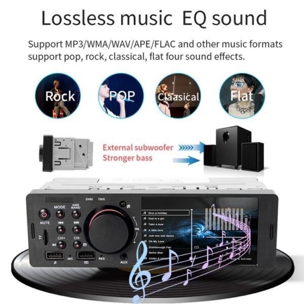 7805 4.1 inch Universal Car Radio Receiver MP5 Player, Support FM & Bluetooth & TF Card with Remote Control - Image 13