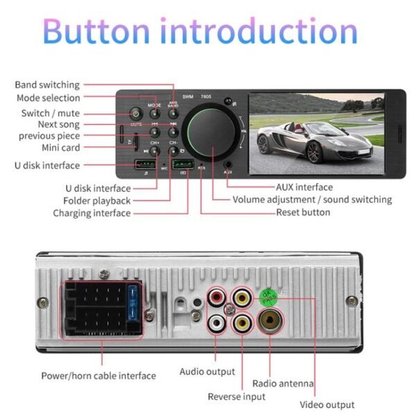 7805 4.1 inch Universal Car Radio Receiver MP5 Player, Support FM & Bluetooth & TF Card with Remote Control - Image 3