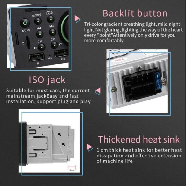 7805 4.1 inch Universal Car Radio Receiver MP5 Player, Support FM & Bluetooth & TF Card with Remote Control - Image 4