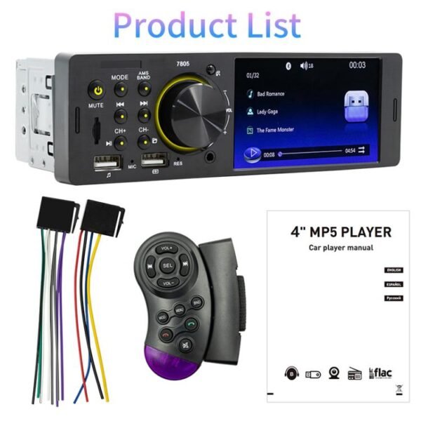7805 4.1 inch Universal Car Radio Receiver MP5 Player, Support FM & Bluetooth & TF Card with Remote Control - Image 6