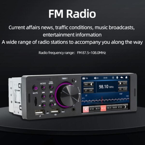 SWM-7805C 4.1 inch Touch Screen Universal Car Radio Receiver MP5 Player, Support FM & Bluetooth & TF Card with Remote Control - Image 13