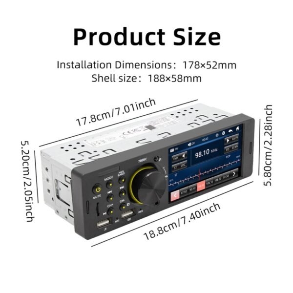 SWM-7805C 4.1 inch Touch Screen Universal Car Radio Receiver MP5 Player, Support FM & Bluetooth & TF Card with Remote Control - Image 5