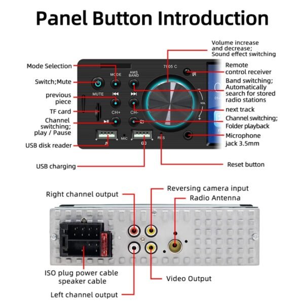 SWM-7805C 4.1 inch Touch Screen Universal Car Radio Receiver MP5 Player, Support FM & Bluetooth & TF Card with Remote Control - Image 6