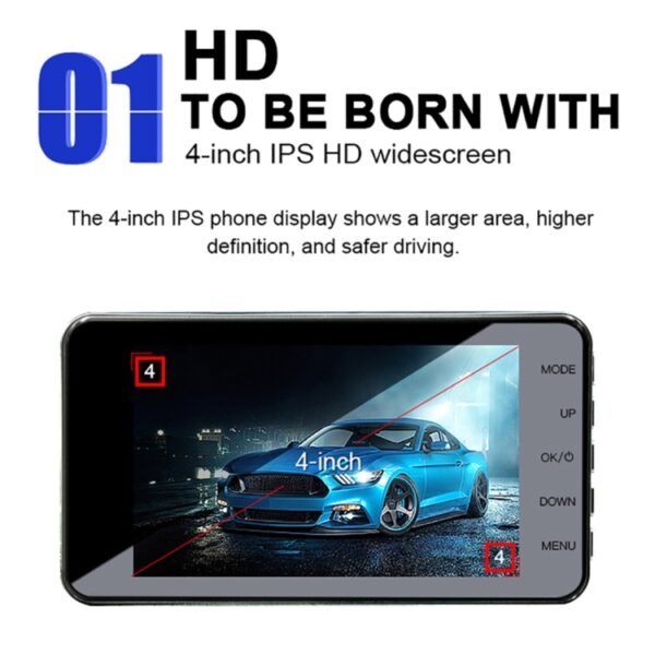 J20-1 2.5D 4 inch 170 Degrees Wide Angle Full HD 1080P Video Car DVR, Support TF Card / Motion Detection / Loop Recording - Image 6