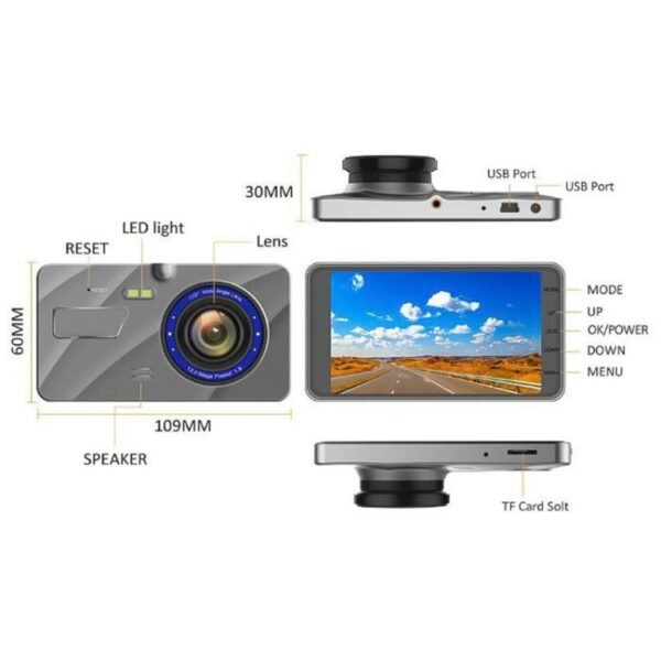 X96 4 inch 2.5D Full HD 1080P Multi-functional Smart Car Dual Lens Video Record Camera Support TF Card / Motion Detection - Image 5