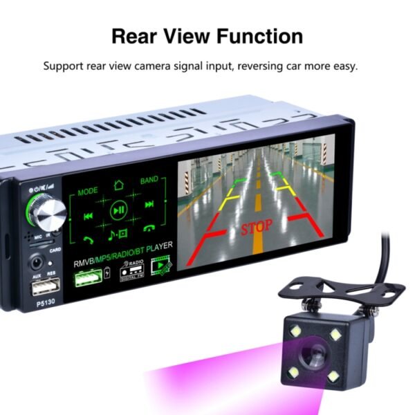 P5130 HD 1 Din 4.1 inch Car Radio Receiver MP5 Player, Support FM & AM & Bluetooth & TF Card, with Steering Wheel Remote Control - Image 11